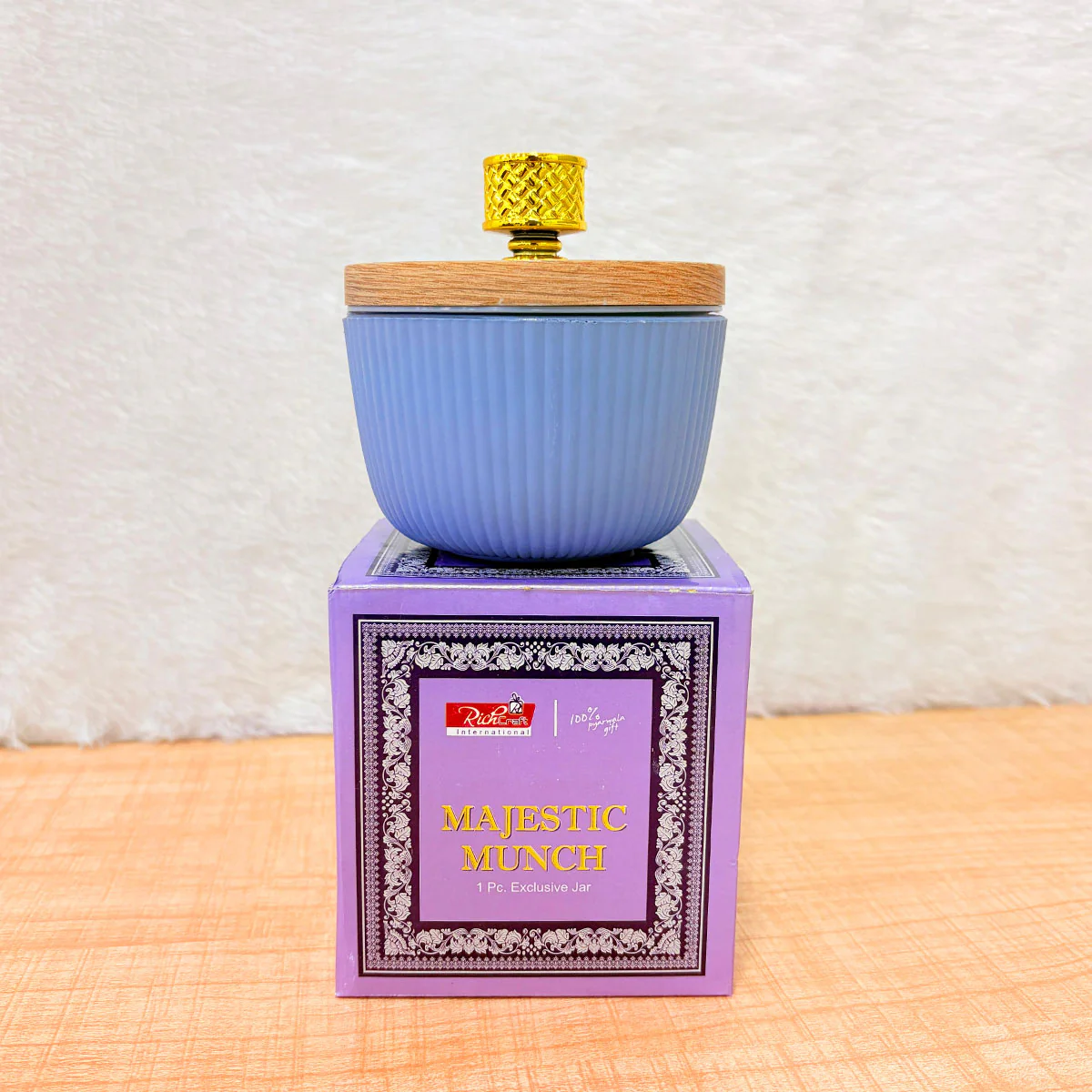 TM0075 Majestic Munch – Exclusive Blue Ribbed Decorative Jar - 1pc - Image 3