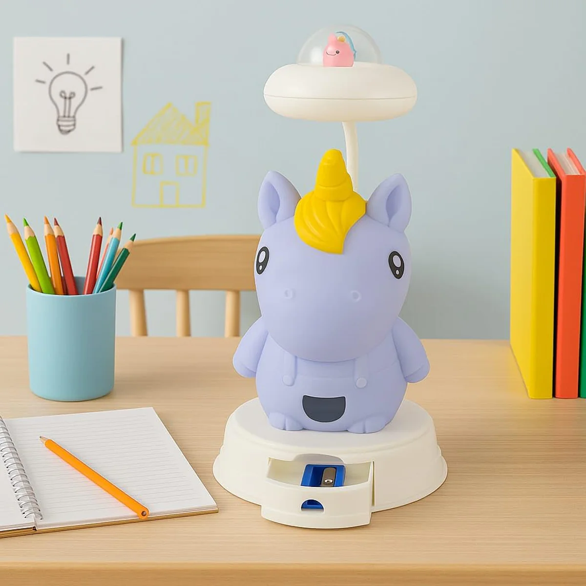 TM0092 Mix-Design Rechargeable Cartoon Animal Table Lamp with Integrated Pencil Sharpener - Pack of 1 - Image 2