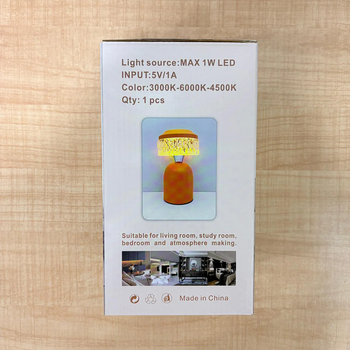 TM0095 Rechargeable Touch Dimming LED Table Lamp – 3 Color Modes & Crystal Effect Shade - Image 3