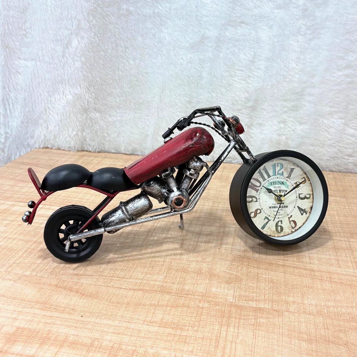 TM0115 Vintage Metal Maverick Motorcycle Desk Clock – Handcrafted Retro Chopper Figurine - Pack Of 1 - Image 2