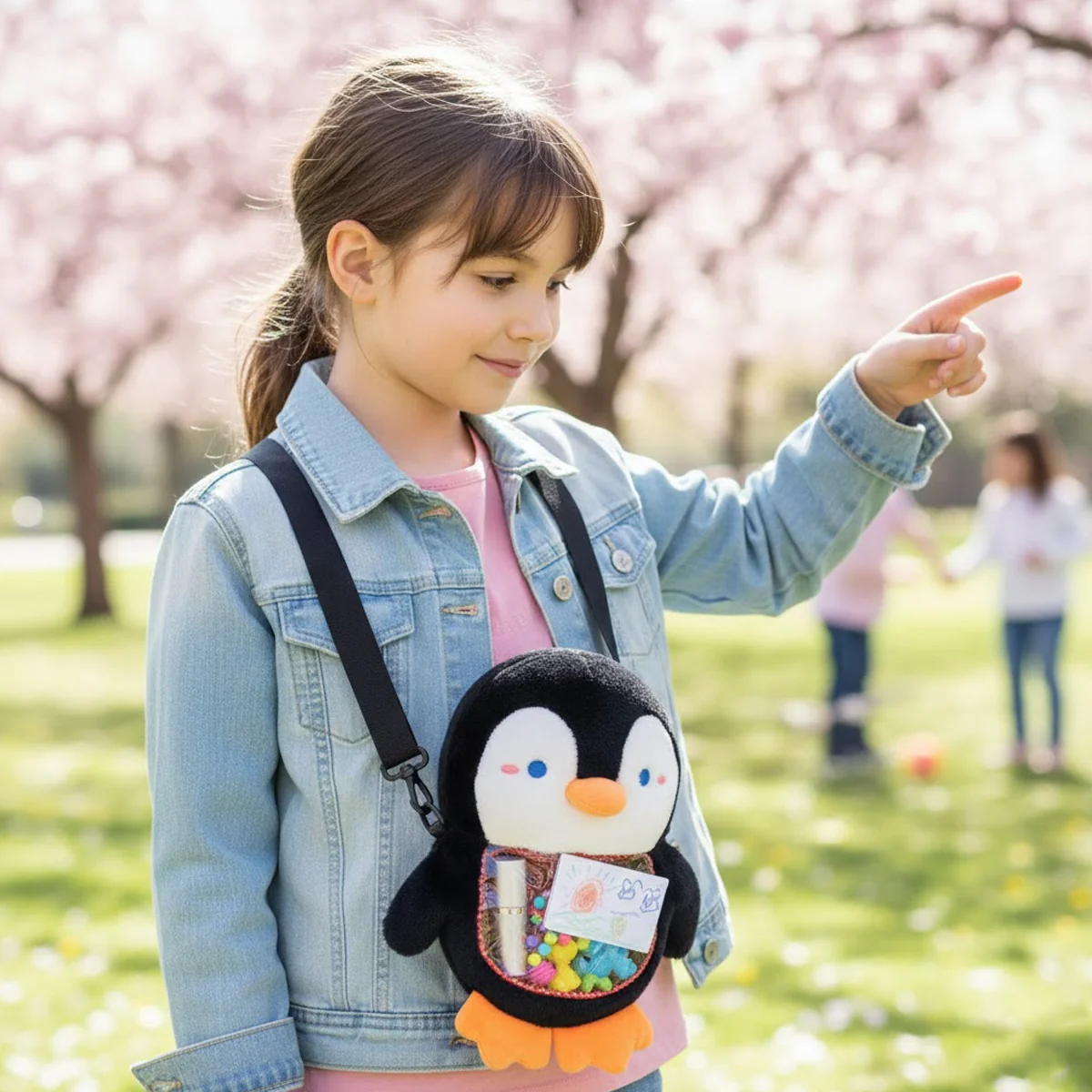 TM0160 Apple Gugu Penguin Plush Sling Bag - Image 2