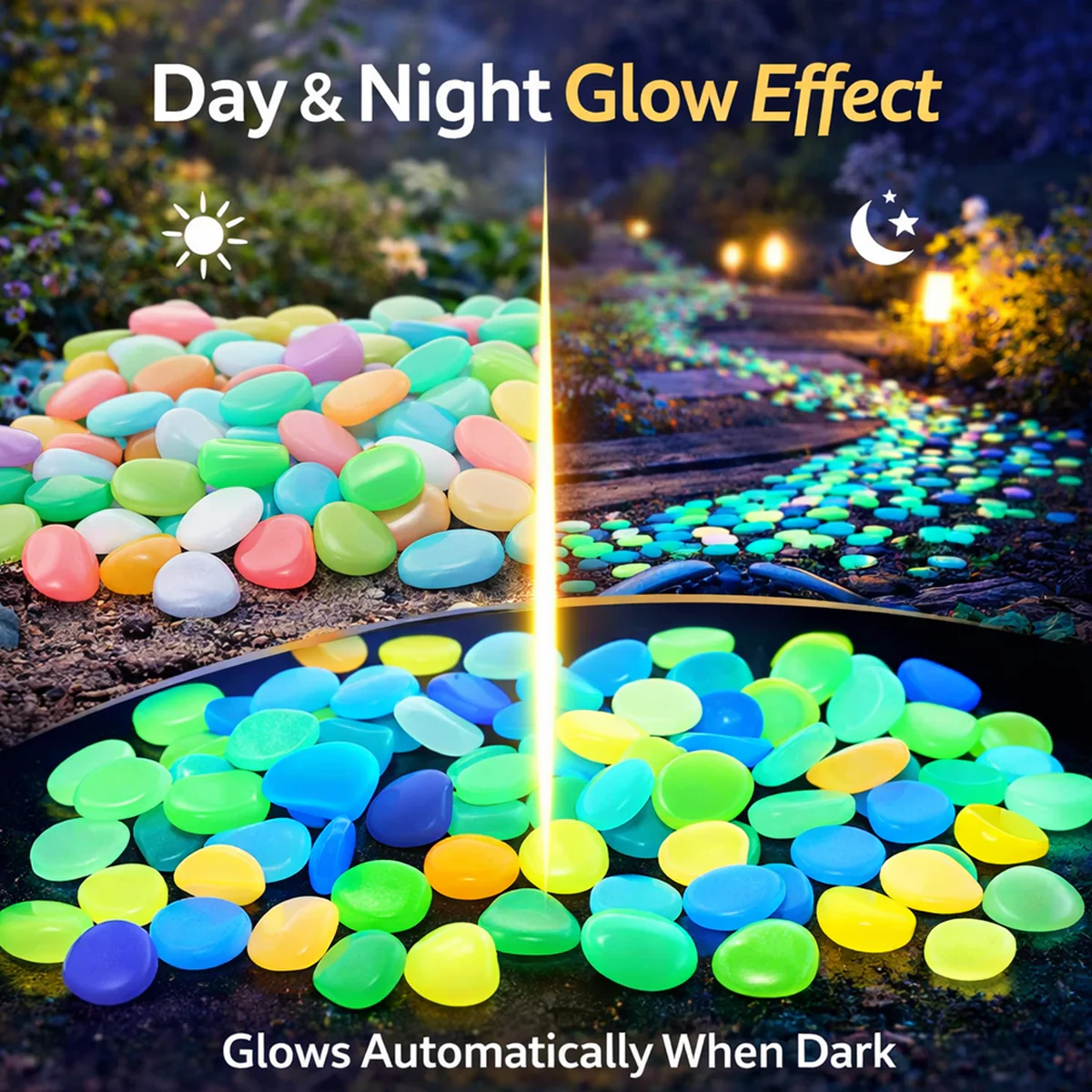 TM0185 Luminous Decorative Garden Pebbles - Radium Glow Stones for Walkways & Fish Tanks - Image 2