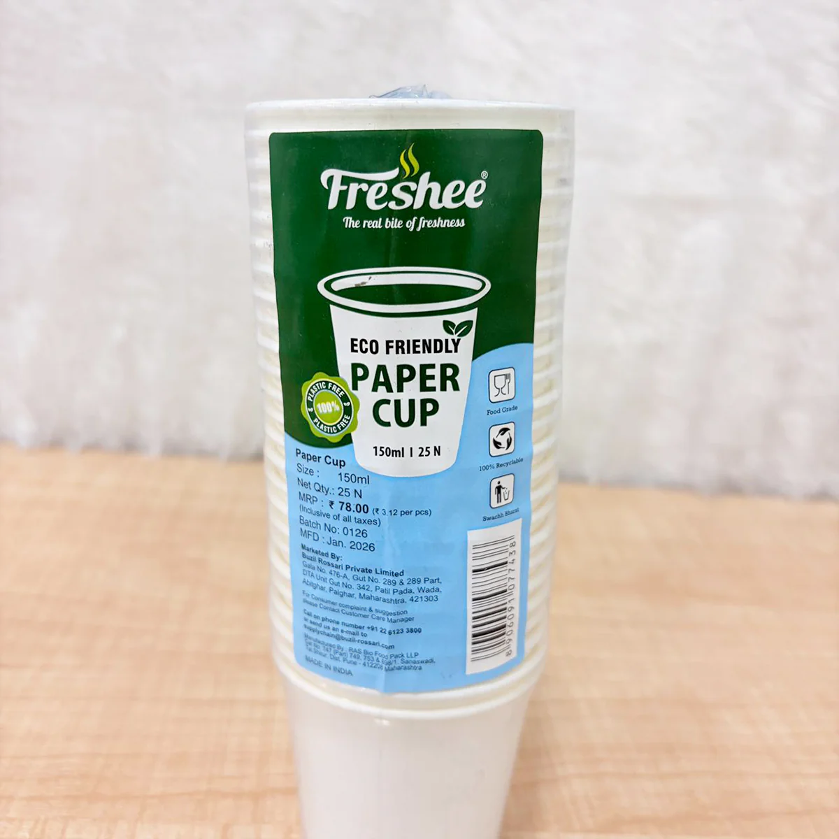 TM0188 Freshee Eco-Friendly Paper Cups (150ml) – Pack of 25 - Image 2