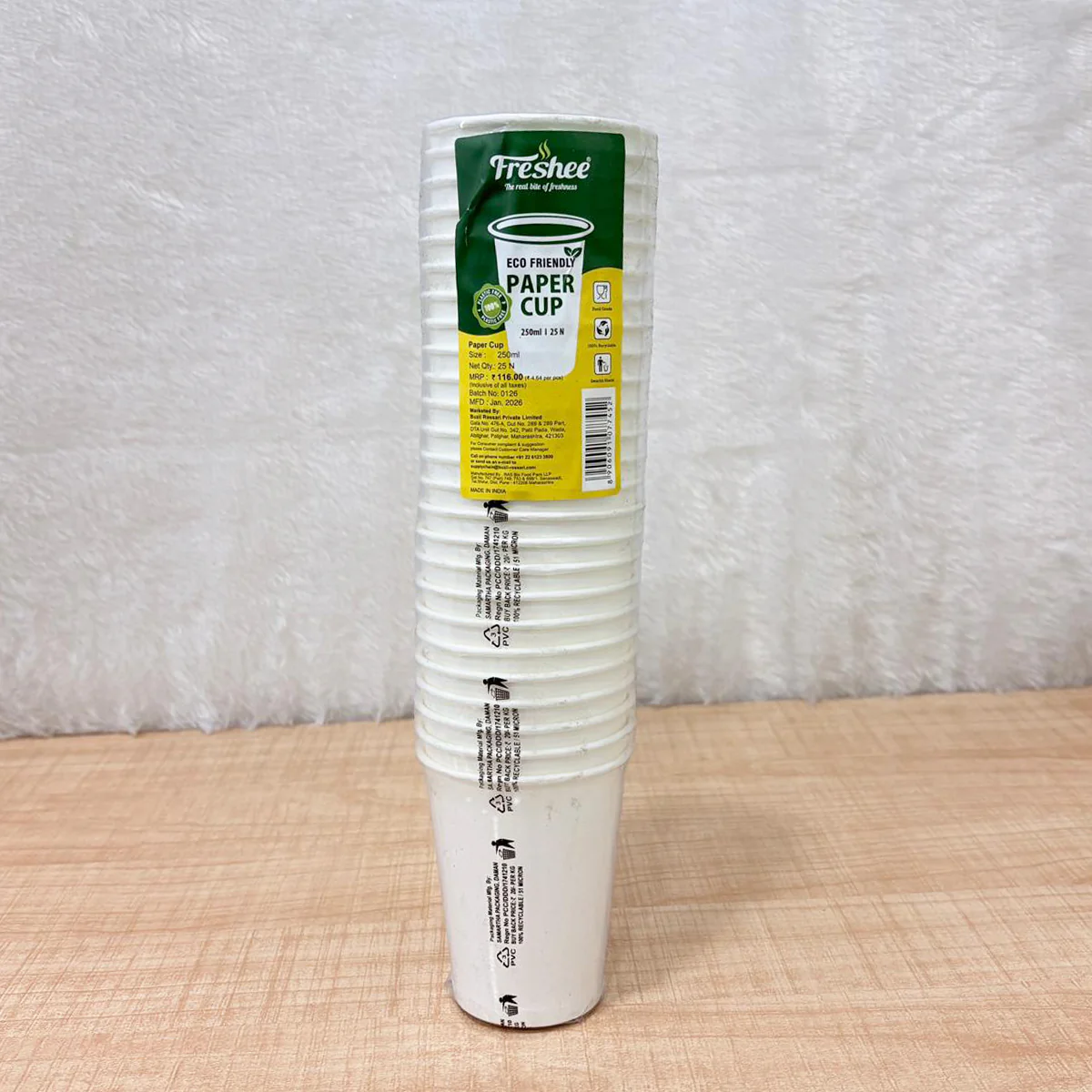 TM0189 Freshee Eco-Friendly Paper Cups (250ml) – Pack of 25