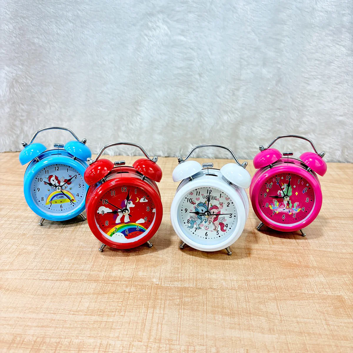 TM0190 MIni Twin Bell Analog Alarm Clock with Cartoon Illustrations for Kids - Image 2