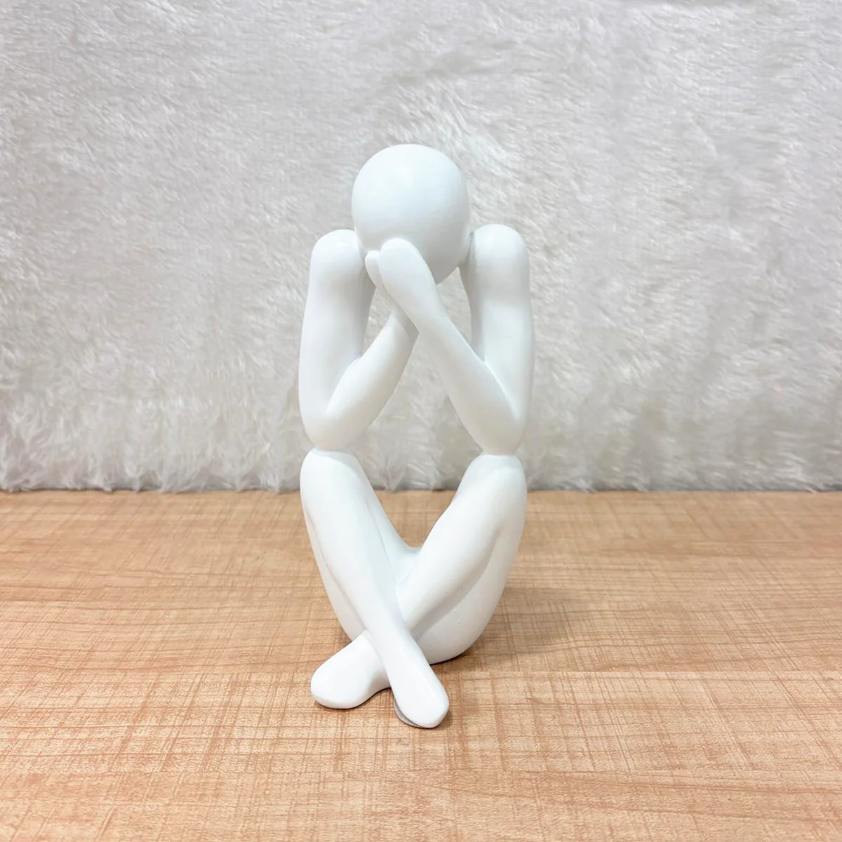 TM0199 Multi-Shape Abstract White Resin Thinker Statue - Modern Home & Office Decor - Image 5