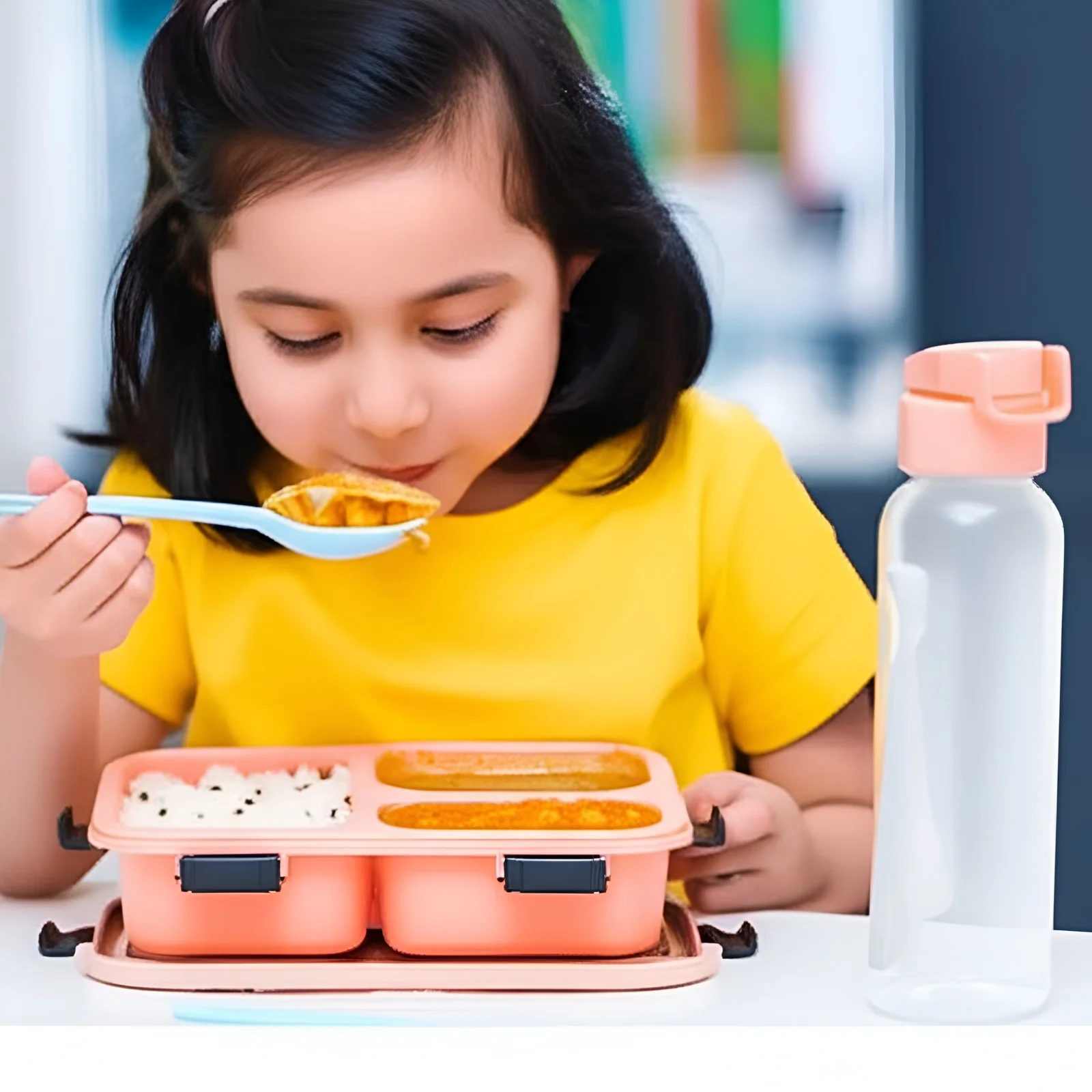 AM5603 Tokyo 3 Compartment Plastic Lunch Box with Water Bottle for Boys, Girls, School & Office Men - Image 4