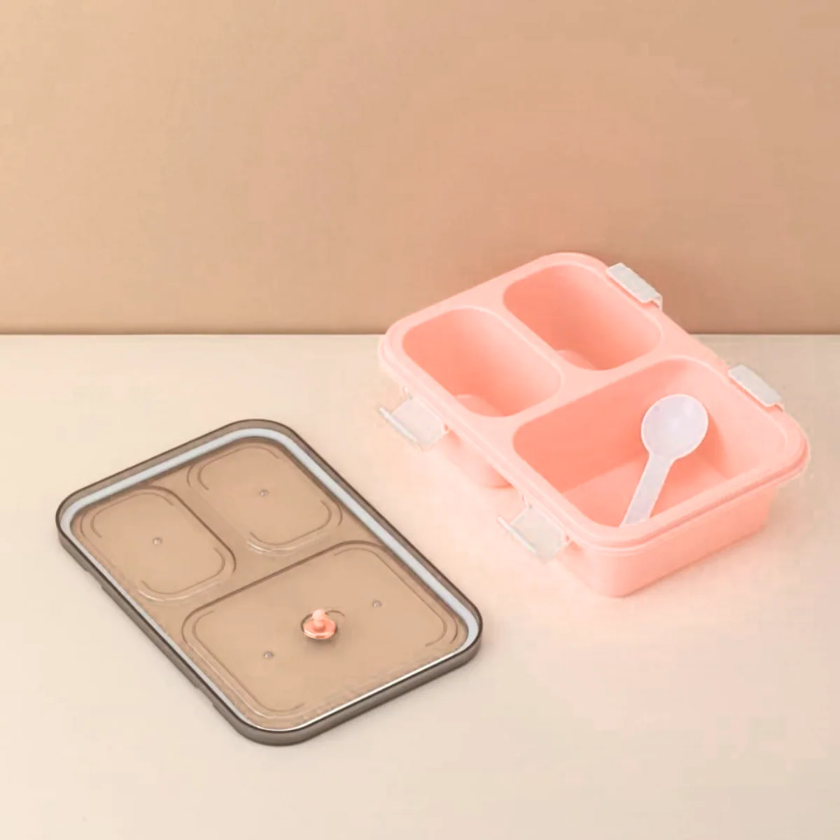 AM5603 Tokyo 3 Compartment Plastic Lunch Box with Water Bottle for Boys, Girls, School & Office Men - Image 8