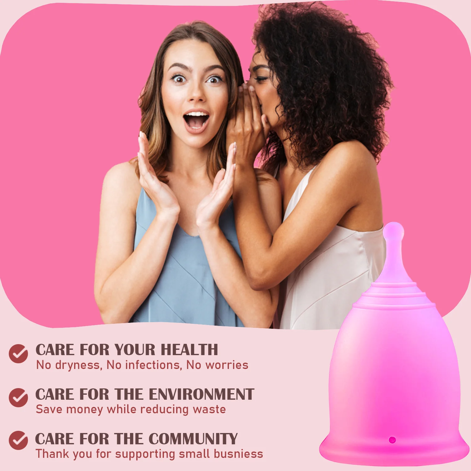 6112S Menstrual Cup for Women Foldable Small Size Reusable, Ultra Soft, Odour and Rash Free 100% Medical Grade Silicone No Leakage Protection for Up to 8-10 Hours FDA Approved - Image 2