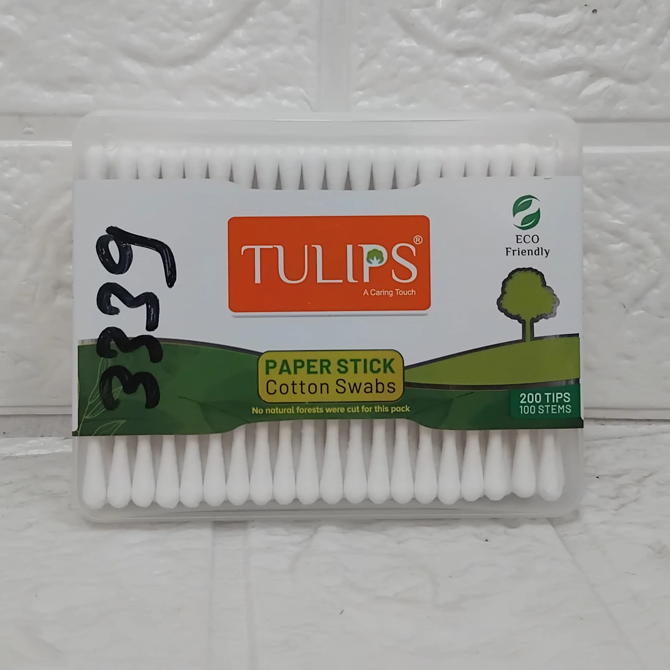 3339 TULIPS Eco friendly buds 100 Ear Buds/Swabs with White PAPER Sticks
