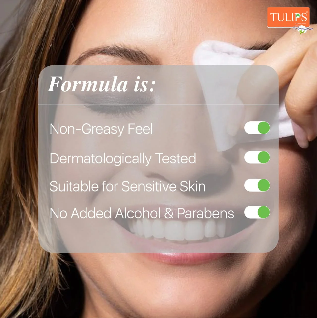 AM2936 Tulips Premium Waterproof Makeup Remover Micellar Water Wipes 30 wipes each pack Remover face, eyes & lips makeup Aloevera extracts - Image 4