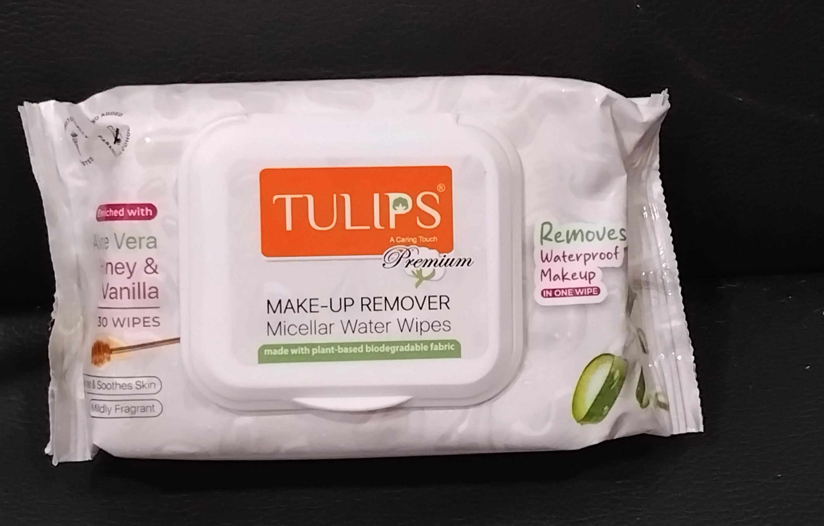 AM2936 Tulips Premium Waterproof Makeup Remover Micellar Water Wipes 30 wipes each pack Remover face, eyes & lips makeup Aloevera extracts - Image 5