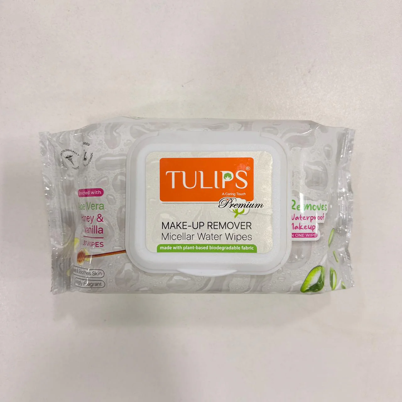 AM2936 Tulips Premium Waterproof Makeup Remover Micellar Water Wipes 30 wipes each pack Remover face, eyes & lips makeup Aloevera extracts - Image 6