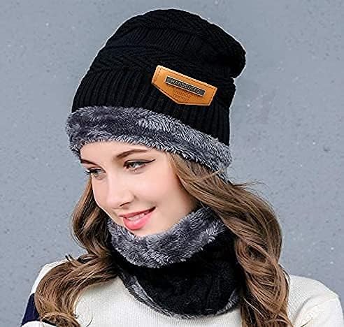 AM2759 Woolen Beanie Cap & Muffler for Men’s & Women black